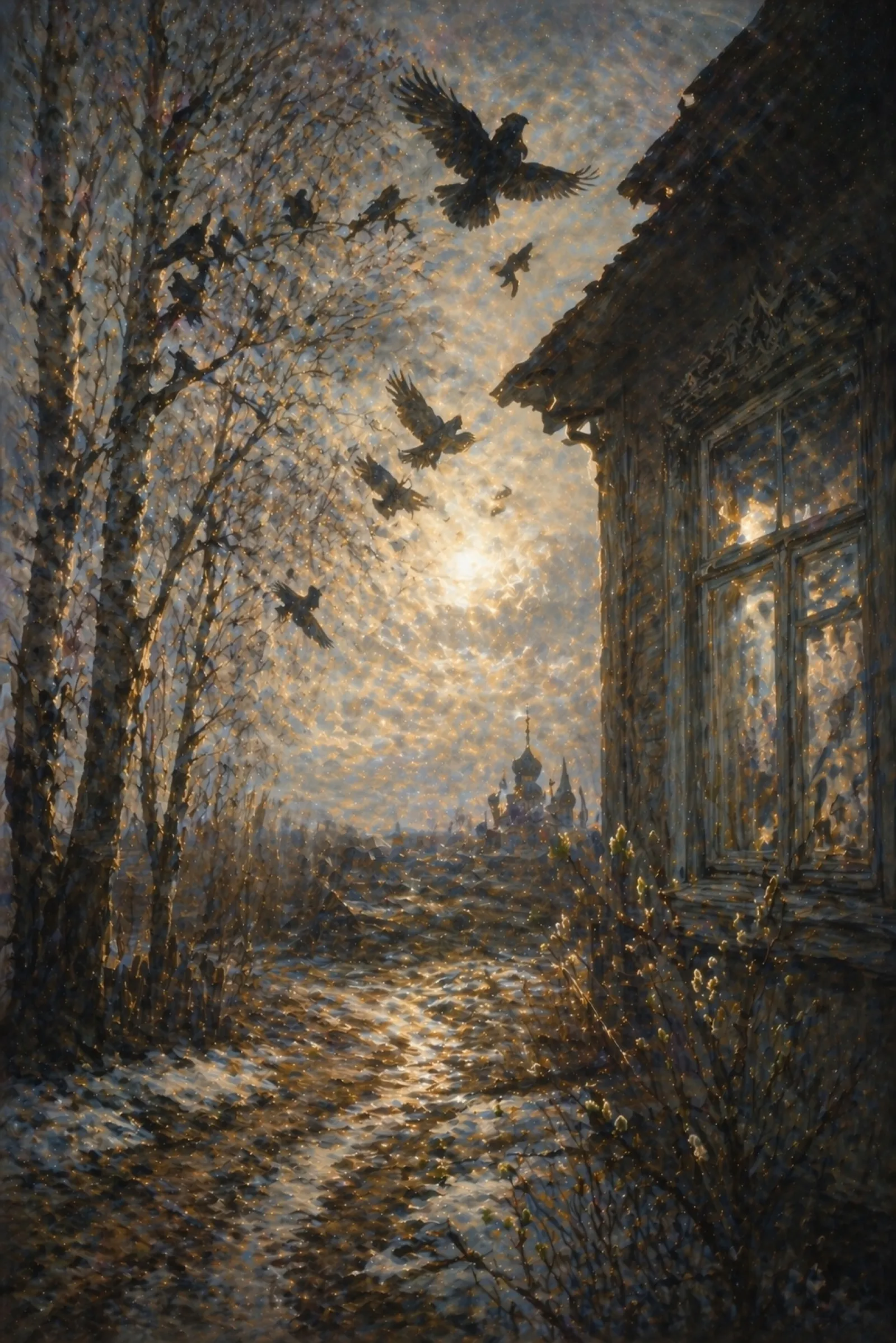 Illustration for the poem “The Rooks Have Come”