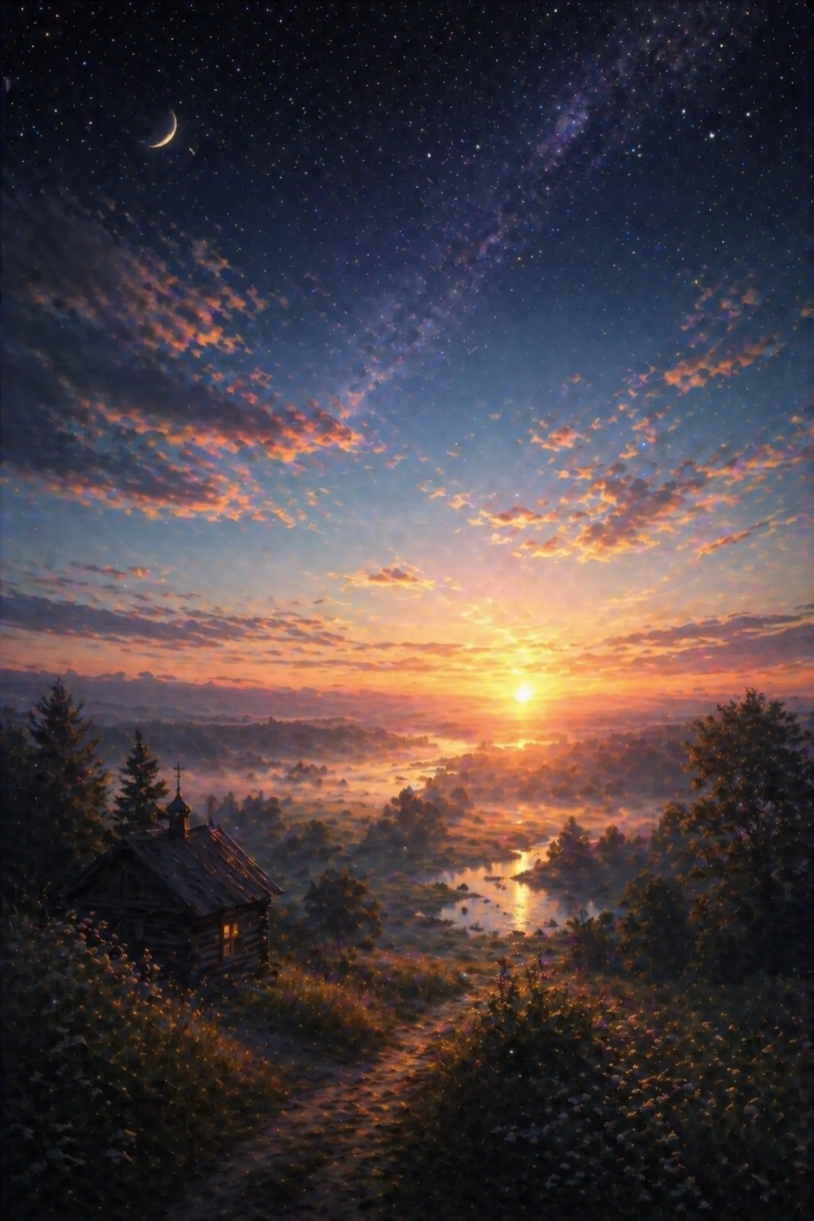 Illustration for the poem “With Quiet Tread the Dawn Comes In”