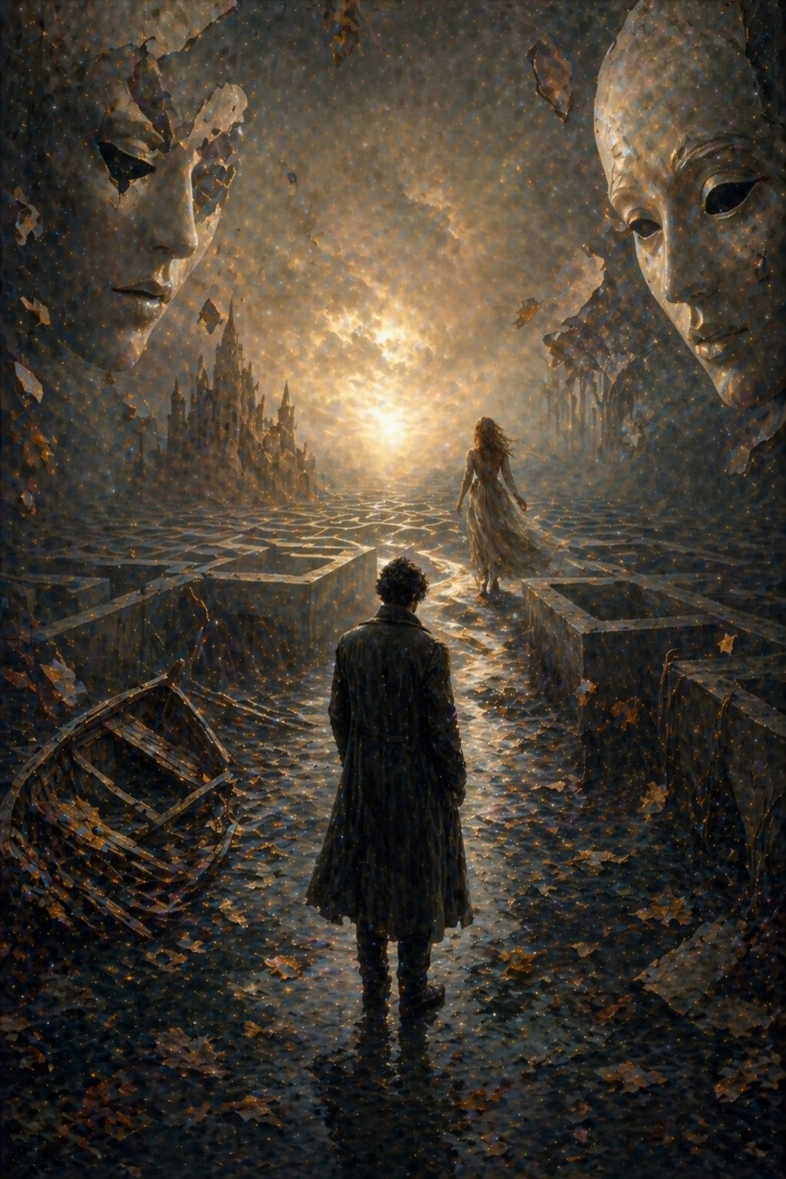 Illustration for the poem “Solitude in the Labyrinth of Illusions”